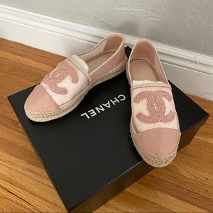 ✨EUC Chanel 2019 Mesh Grosgrain Espadrilles Blush✨